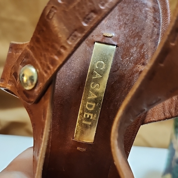 Casadei Brown and Green Platform Heels - Picture 2 of 7